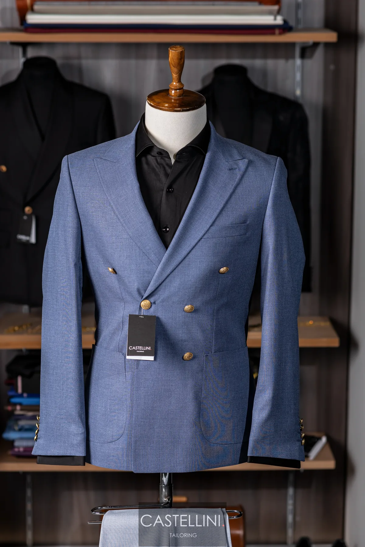 Sacou albastru deschis, la două rânduri, Castellini Tailoring