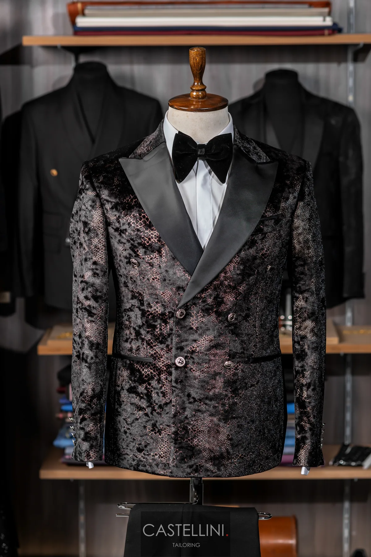 Sacou negru cu print marmorat, Castellini Tailoring